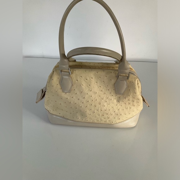 Longchamp Natural Tan Ostrich Leather Legend Bag Purse Satchel - Picture 2 of 15